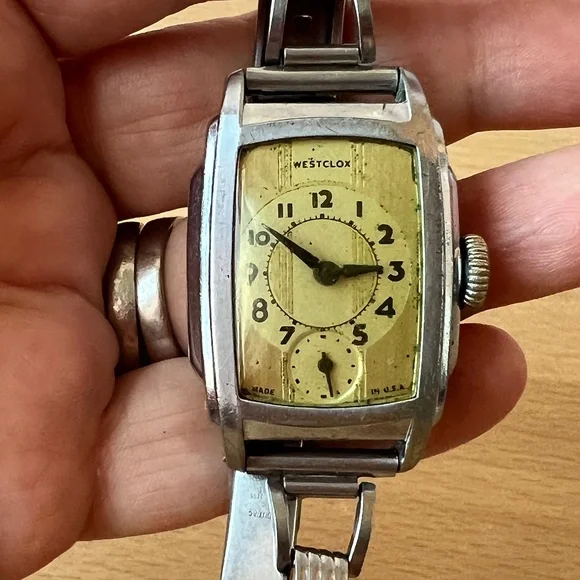 WESTCLOX 1936 Mens Original Classic WRIST BEN Silver Tank Watch made USA AS IS